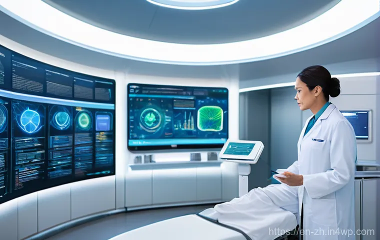 간학문적 연구와 기술 융합 - **Prompt: Personalized Healthcare through Bioinformatics and AI**
    A bright, futuristic clinic ex...