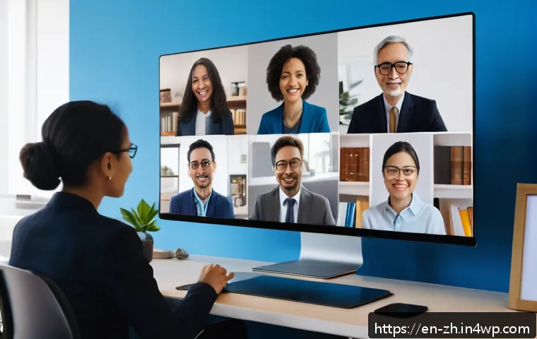 간학문적 연구의 국제적 협력 방안 - A diverse international research team engaged in a virtual meeting, showing men and women of various...