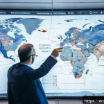 Home 23 간학문적 연구의 지식 기반 구축 - A vibrant, modern interdisciplinary research team gathered around a large digital knowledge map disp...