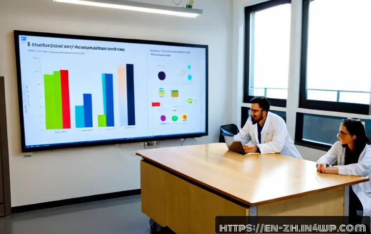 간학문적 연구의 다학제적 접근 - Photorealistic university research workshop, a diverse team including a biologist in a lab coat, an ...